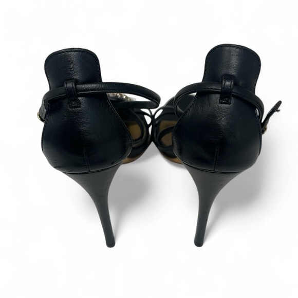 Giuseppe Zanotti Black Leather & Gold Embellished Heels - Picture 7 of 8